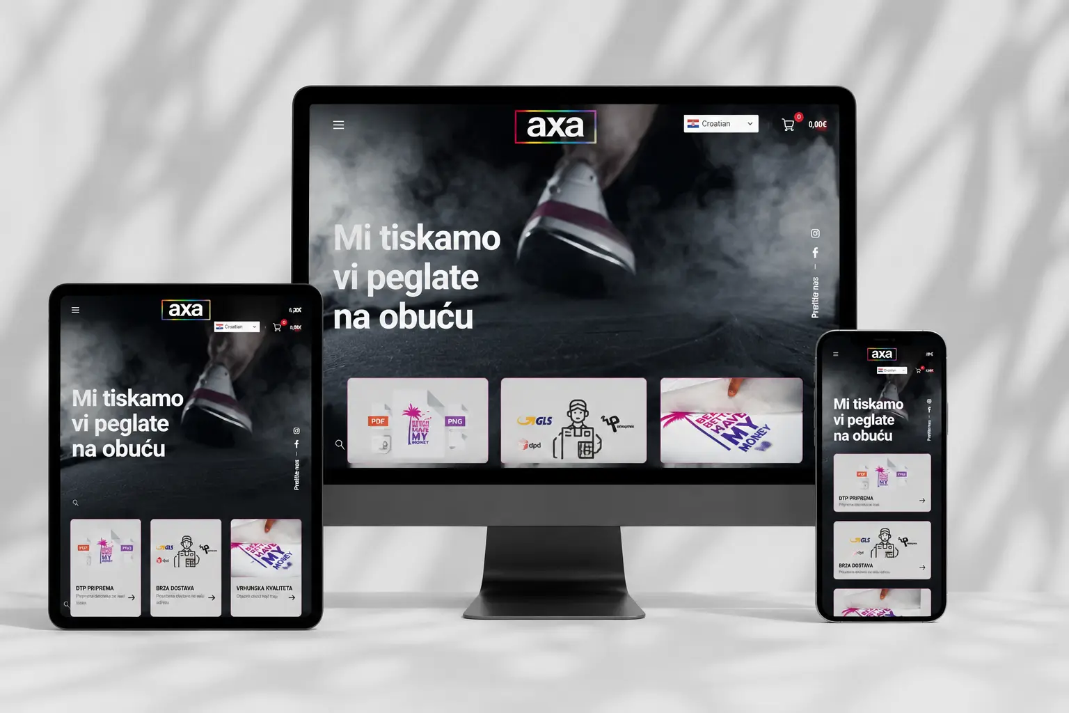 Izrada web stranice za AXA tisak i promotivne materijale